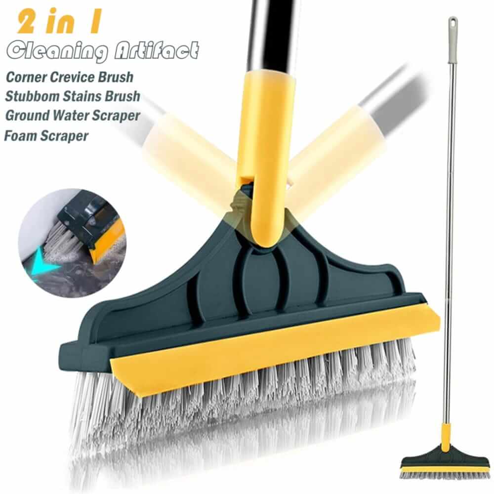 2 In 1 Floor Scrub Brush Rotating With Long Handle