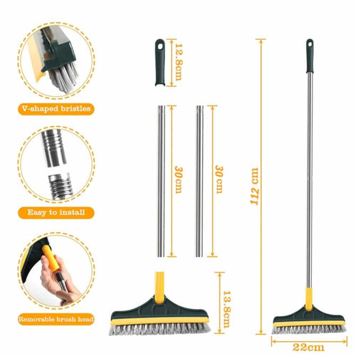 2 In 1 Floor Scrub Brush Rotating With Long Handle