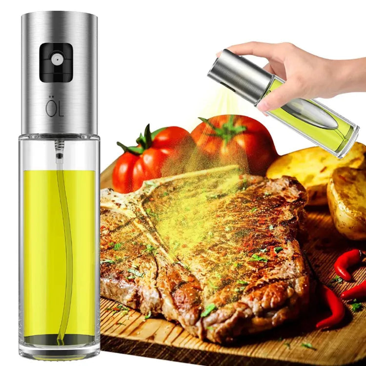 Stainless Steel Glass Oil Spray Bottle Pump for Oil-Control Kitchen
