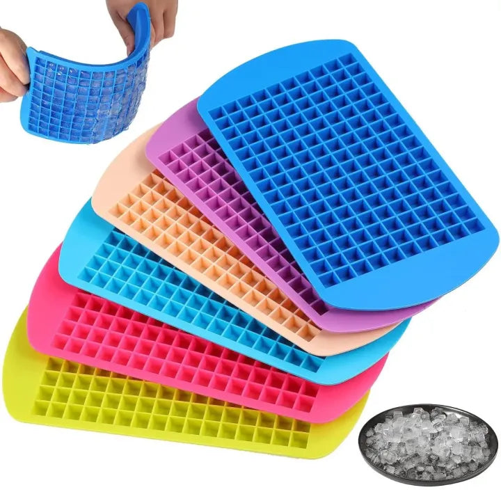 Silicone Ice Cube Trays, 160 Mini Ice Trays Crushed Ice Cube Easy Release Durable Ice Mold for Chilling, Whiskey, Cocktail, Dishwasher Safe