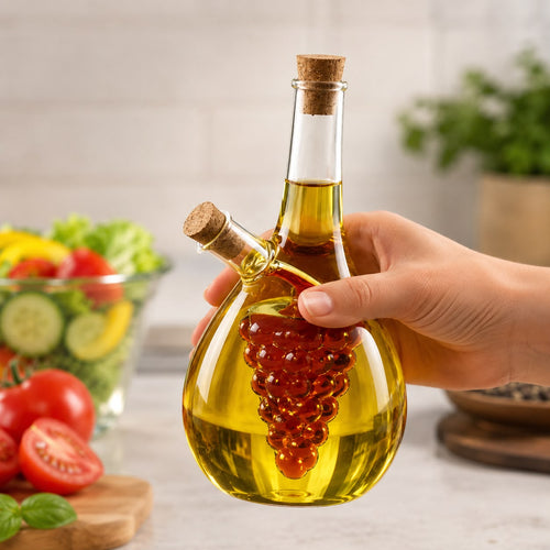 2 in 1 Glass Oil Pot Soy Sauce Bottle Vinegar Oil Bottle