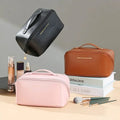 Travel Cosmetic Bag For Women Leather Makeup Organizer Female Toiletry Kit
