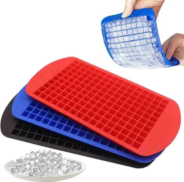 Silicone Ice Cube Trays, 160 Mini Ice Trays Crushed Ice Cube Easy Release Durable Ice Mold for Chilling, Whiskey, Cocktail, Dishwasher Safe