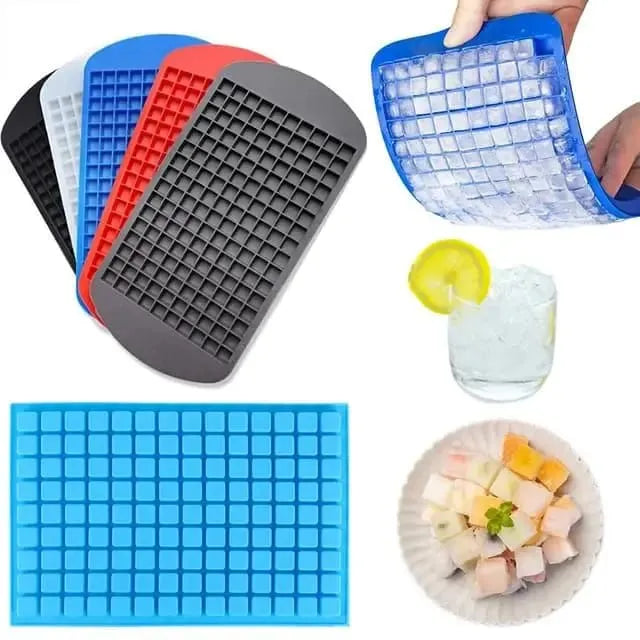Silicone Ice Cube Trays, 160 Mini Ice Trays Crushed Ice Cube Easy Release Durable Ice Mold for Chilling, Whiskey, Cocktail, Dishwasher Safe
