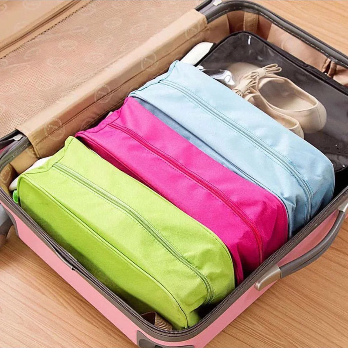 Large Capacity Colorful Travel Transparent Shoe Bag, Suit case Luggage Organizers, Durable Travel Essential Toiletry Waterproof Shoe Organizers, Travel Portable Sorting Pouch