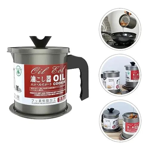 Oil Filter Pot - Oil Bottle - Oil Strainer Pot Stainless Steel Grease Strainer - Oil Storage Pot For Cooking Oil - Oil Container Stainless Steel Oiler Tank Container