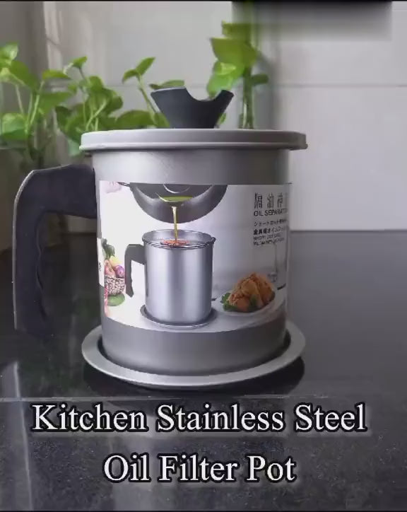 Oil Filter Pot - Oil Bottle - Oil Strainer Pot Stainless Steel Grease Strainer - Oil Storage Pot For Cooking Oil - Oil Container Stainless Steel Oiler Tank Container