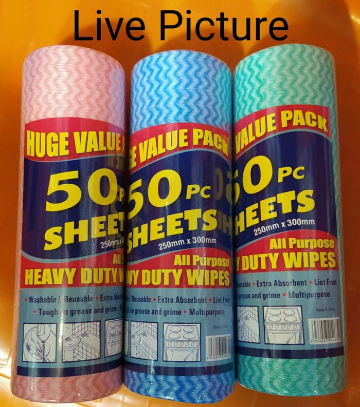 All-Purpose Heavy-Duty Wipes – 50 Sheets