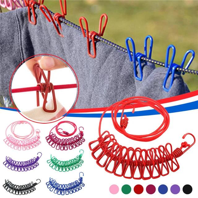 Portable 12 Clips Clothing Rope